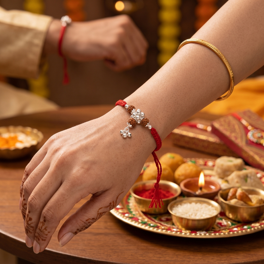 Rudraksha Charm Cluster Rakhi