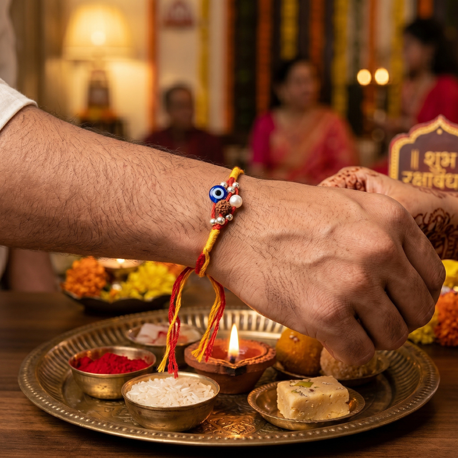 Evil Eye Rudraksha Pearl Rakhi
