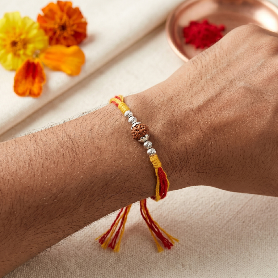 Rudraksha Silver Bead Rakhi
