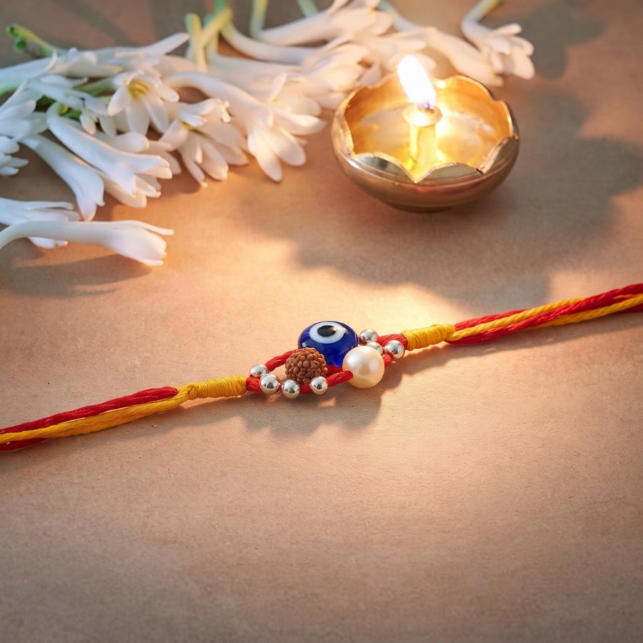 Evil Eye Rudraksha Pearl Rakhi