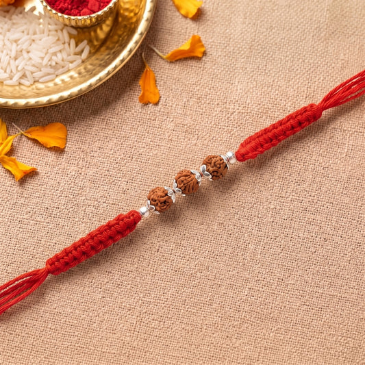 925 Silver Triple Rudraksha Sacred Rakhi