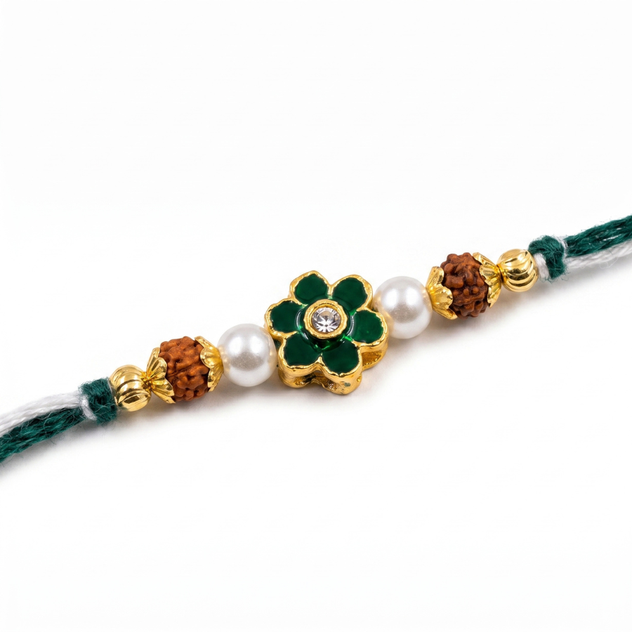 Emerald Blossom Rudraksha Rakhi