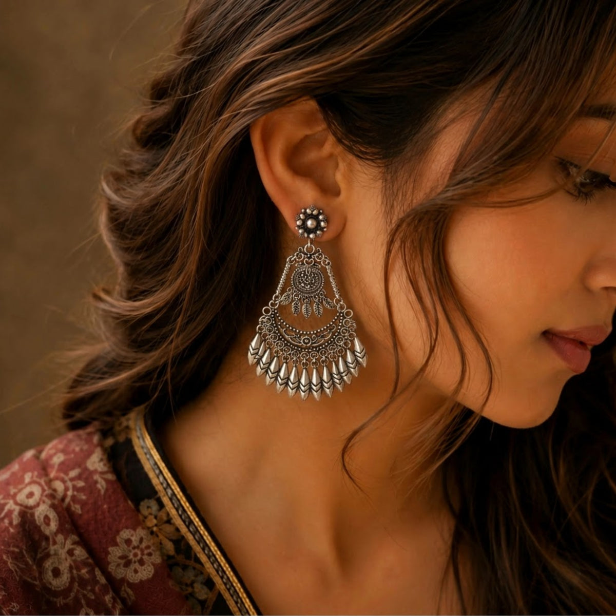 Chandni Raas Oxidised Chandbali Earrings