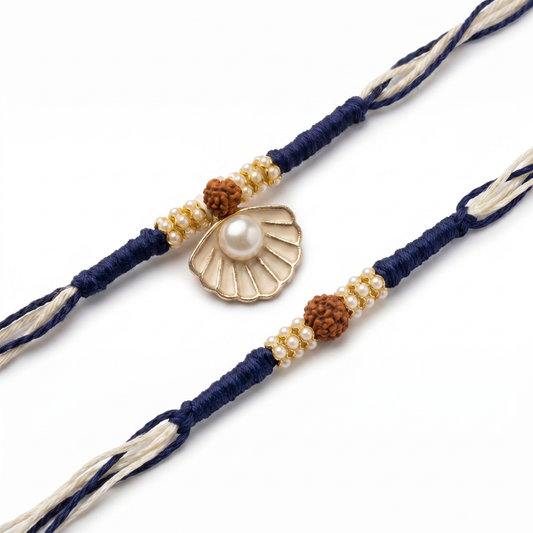 Pearl Rudraksha Rakhi Combo Set of 2
