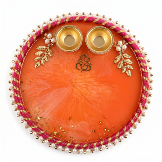 Sunset Coral Ganesha Resin Thali