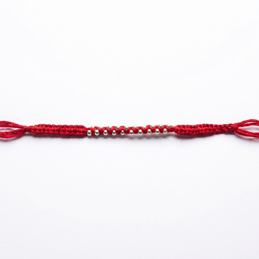 Silver Bead Thread Rakhi