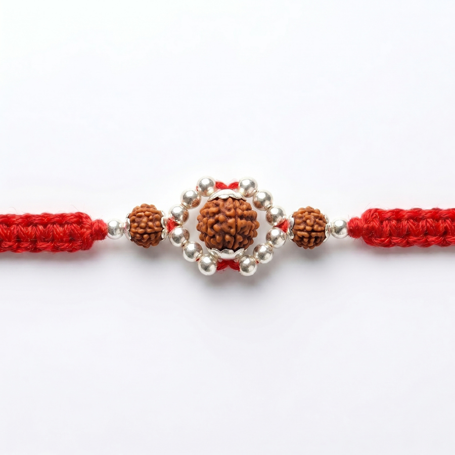 Rudraksha Silver Halo Rakhi