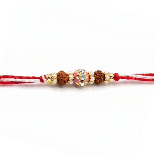 Rose Crystal Rudraksha Rakhi