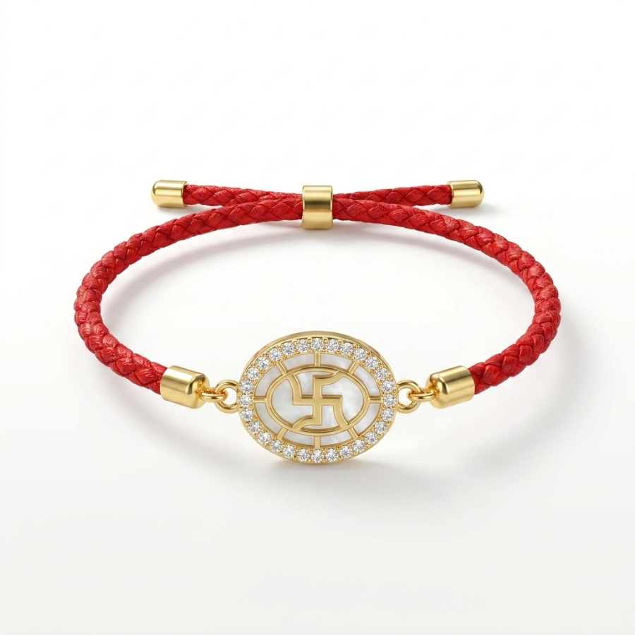 Royal Swastik CZ Bracelet Rakhi