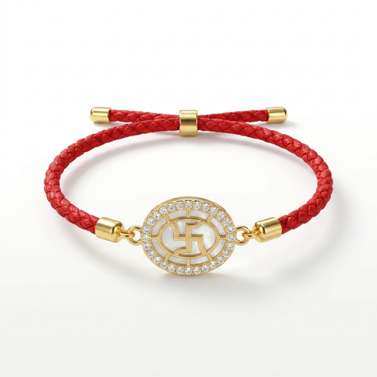 Royal Swastik CZ Bracelet Rakhi