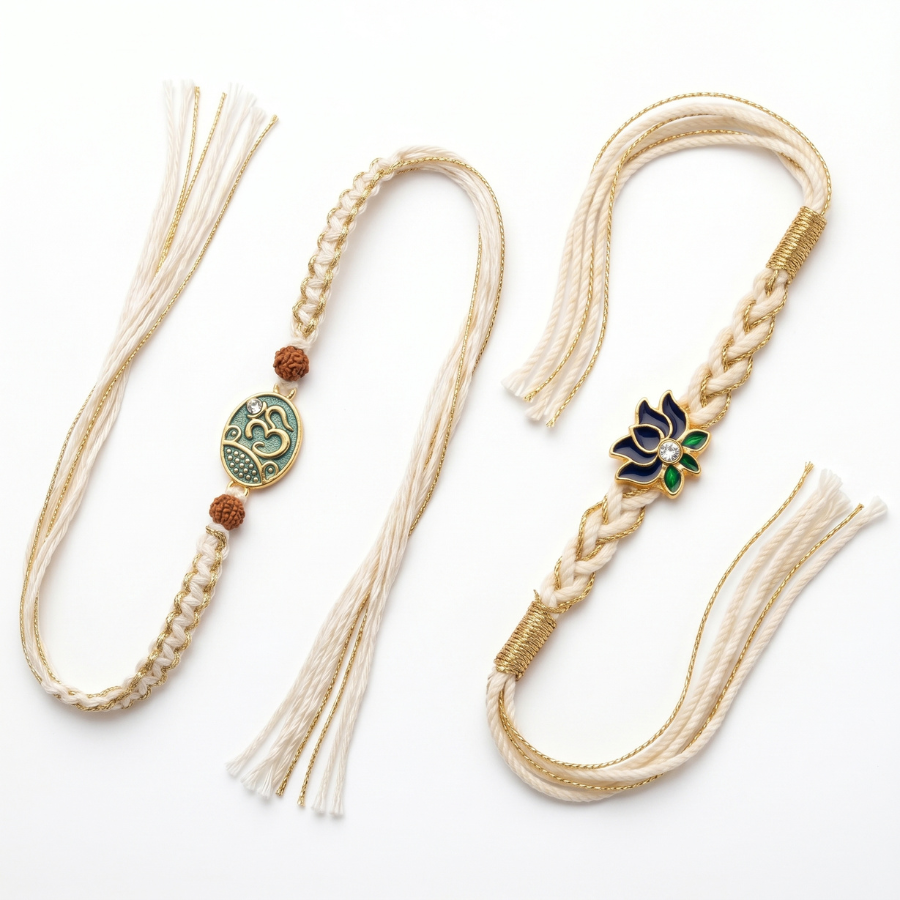 Divine Lotus & Om Rakhi Combo Set of 2