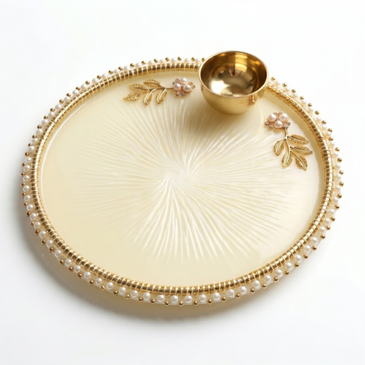 Ivory Swirl Resin Thali