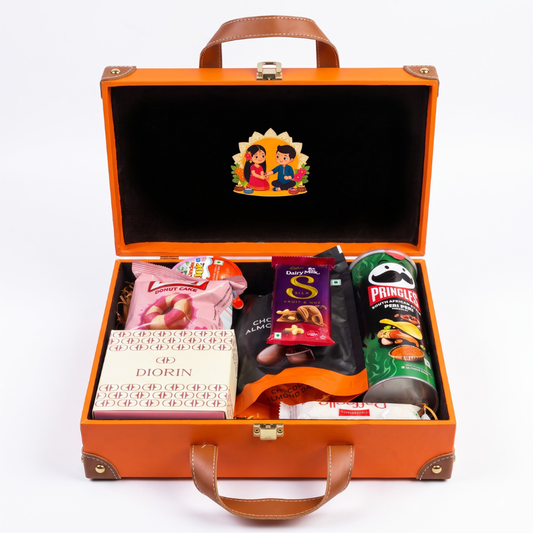 Premium Raksha Bandhan Gift Hamper with Rakhi, Chocolates & Snacks