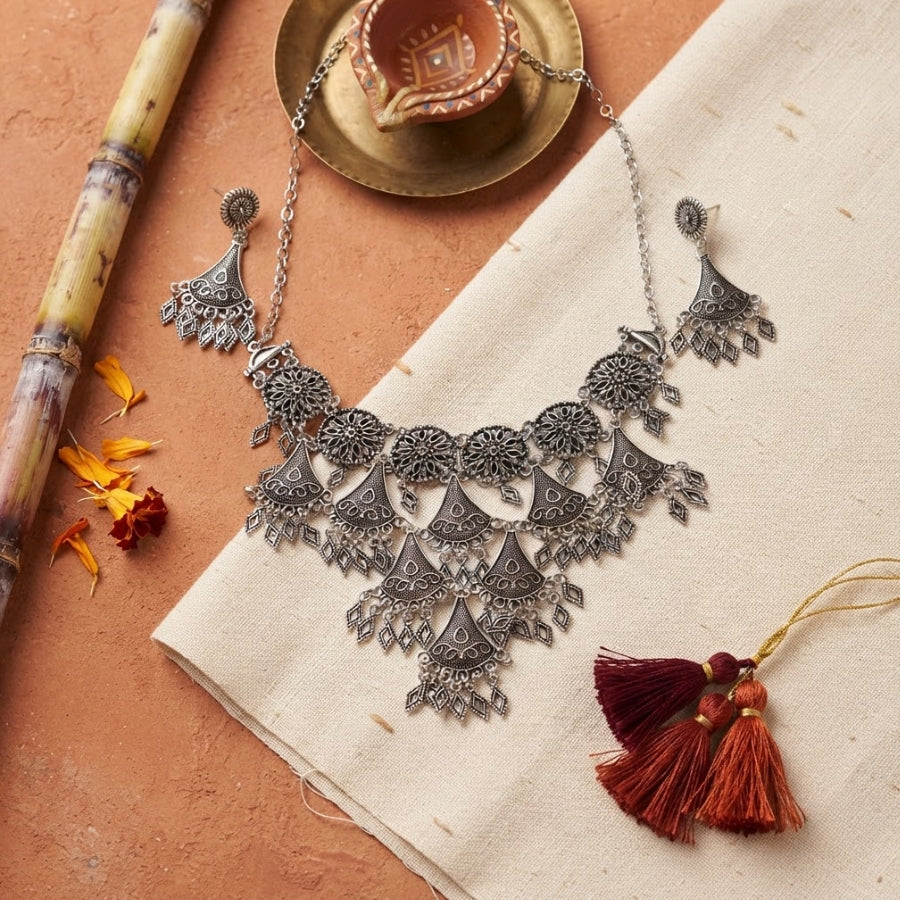 Paanveli Oxidised Statement Necklace