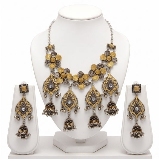 Paan Phool Dual-Tone Necklace Set