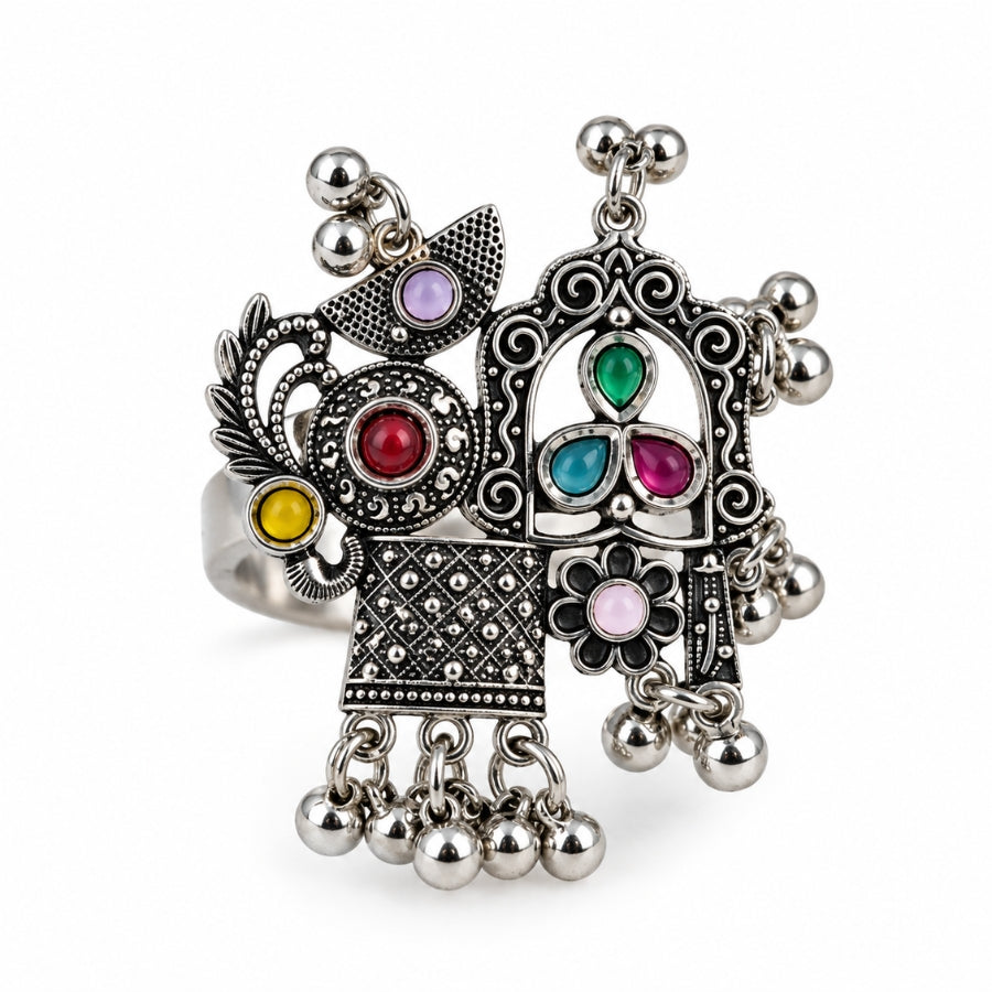 Navrang Jharokha Oxidised Statement Ring
