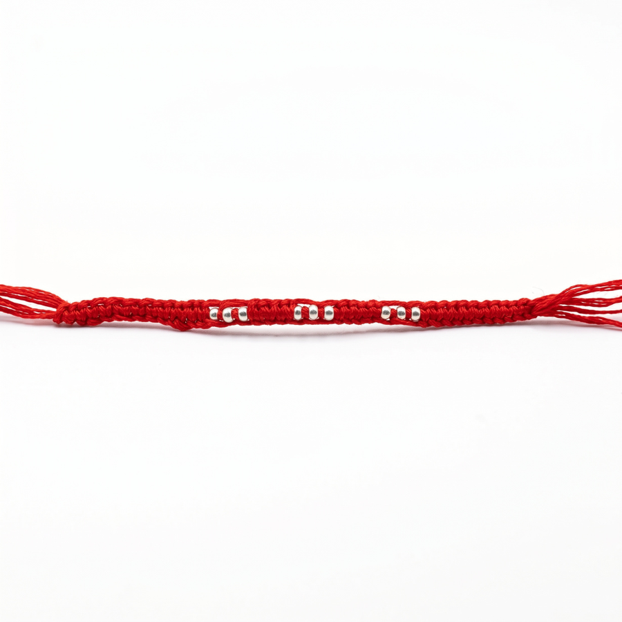 Silver Bead Thread Rakhi