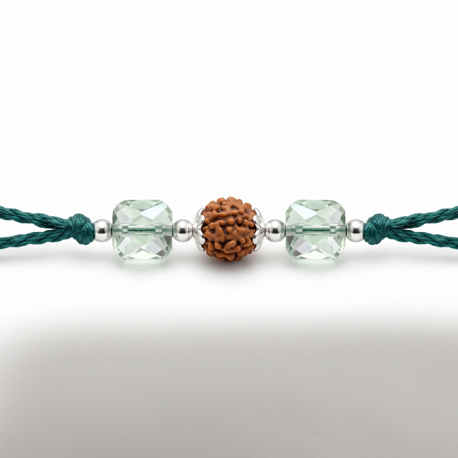 Green Crystal Rudraksha Rakhi