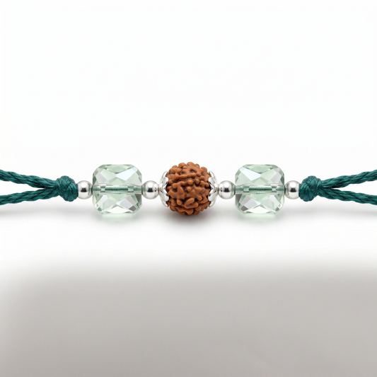 Green Crystal Rudraksha Rakhi