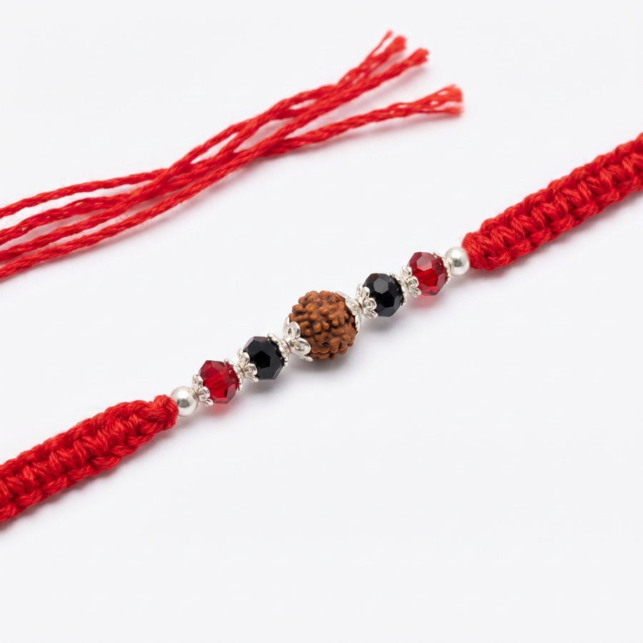 Crimson Crystal Rudraksha Rakhi