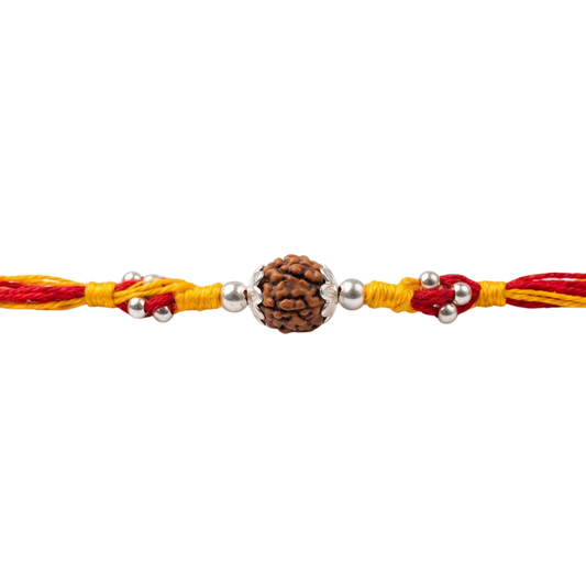 Sacred Rudraksha Silver Bead Rakhi