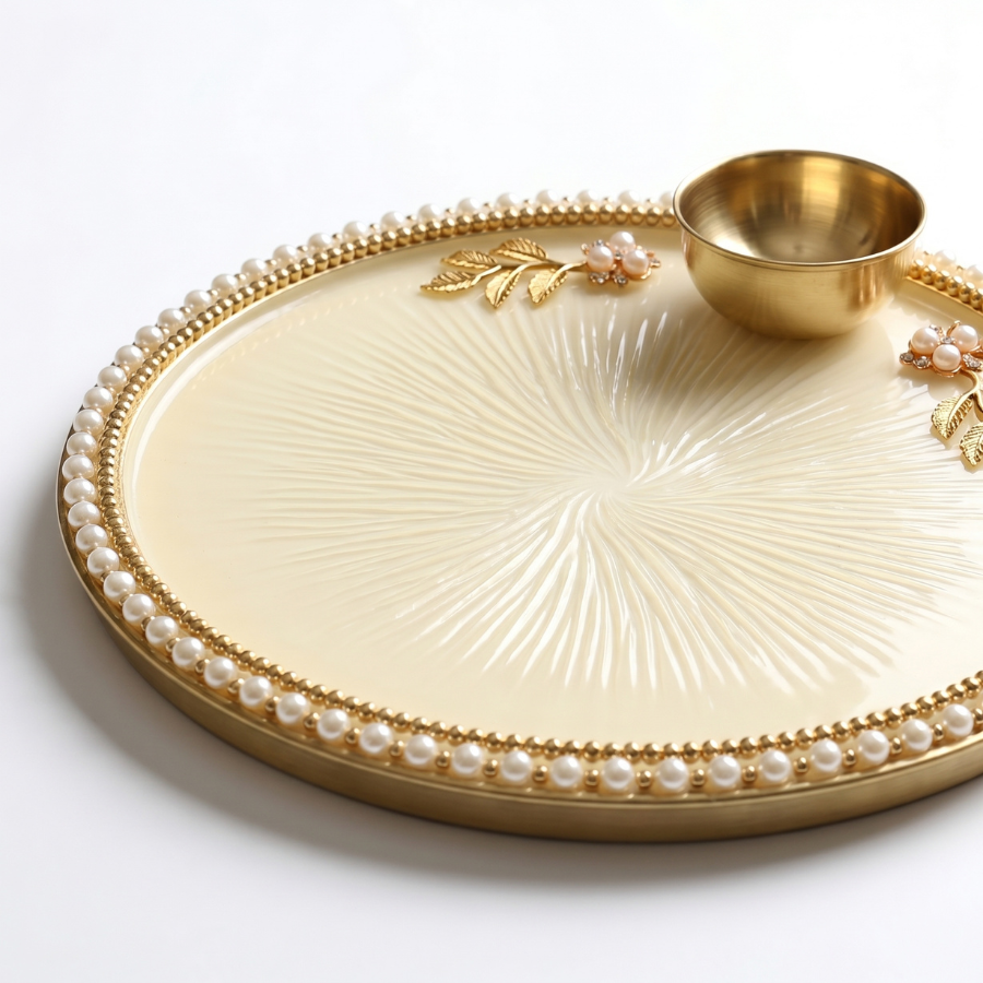 Ivory Swirl Resin Thali