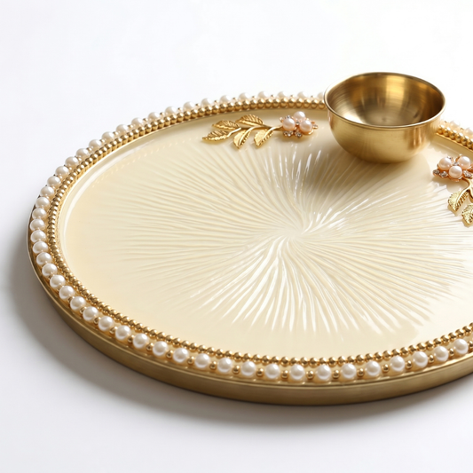 Ivory Swirl Resin Thali