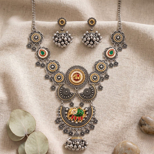 Gajraaj Chand Mandal Dual-Tone Necklace Set