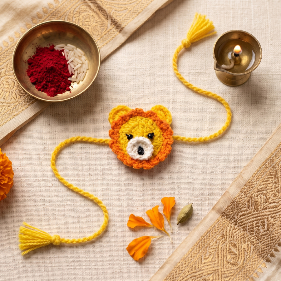 Crochet Lion Kids Rakhi