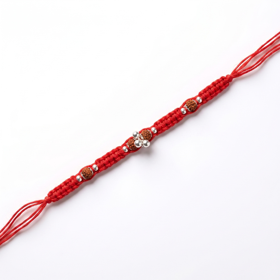 Rudraksha Silver Flower Rakhi