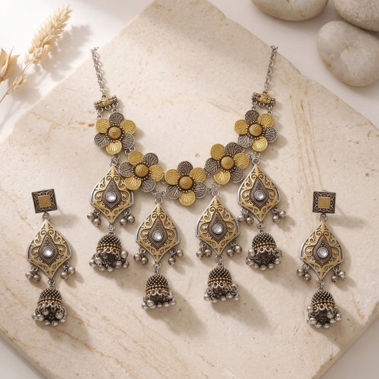 Paan Phool Dual-Tone Necklace Set