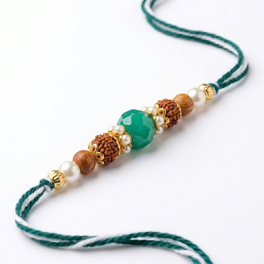 Emerald Aura Rudraksha Rakhi