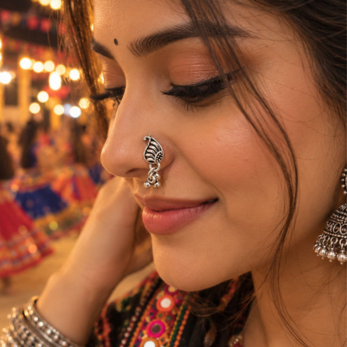 Raas Ghughri Oxidised Nose Pin