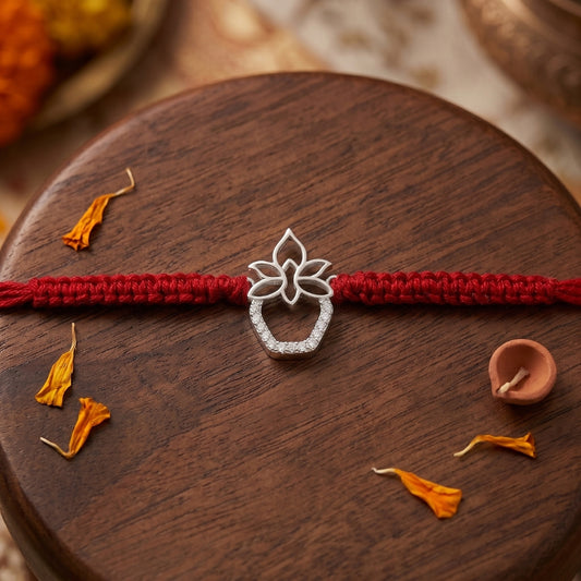 925 Silver Lotus Charm Rakhi