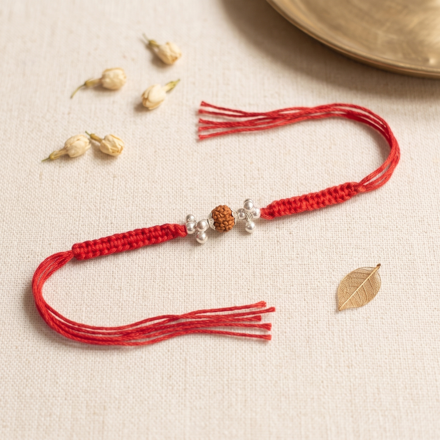Silver Rudraksha Trinity Rakhi
