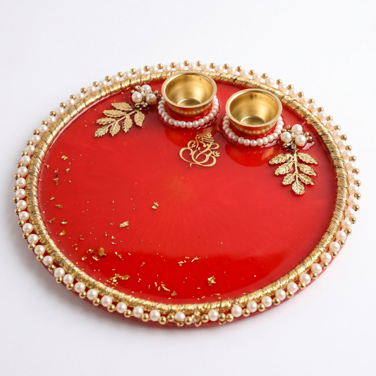 Crimson Pearl Ganesha Resin Thali
