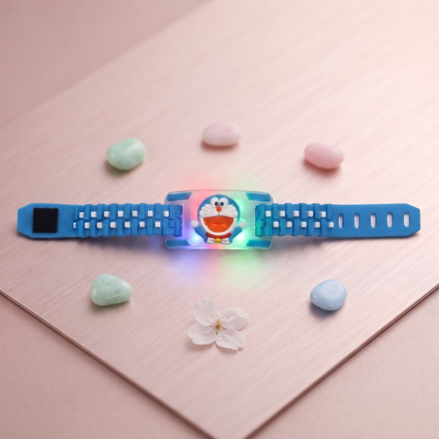 Doraemon LED Kids Rakhi Band & Surprise Camera Keychain Gift Set