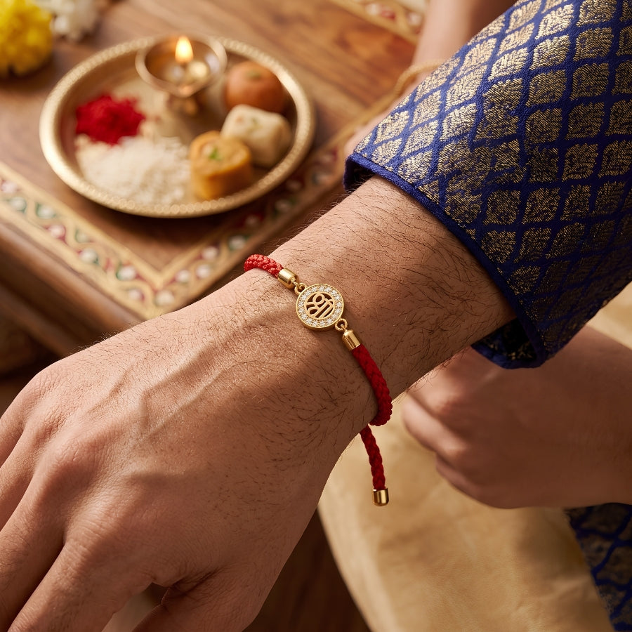 Shree Crystal Bracelet Rakhi Red