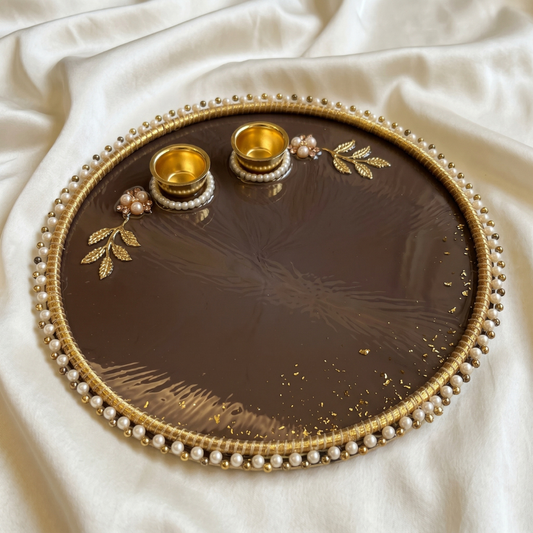 Royal Mocha Resin Pooja Thali