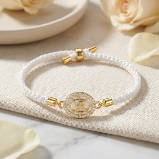 Premium Swastik Bracelet Rakhi (White)