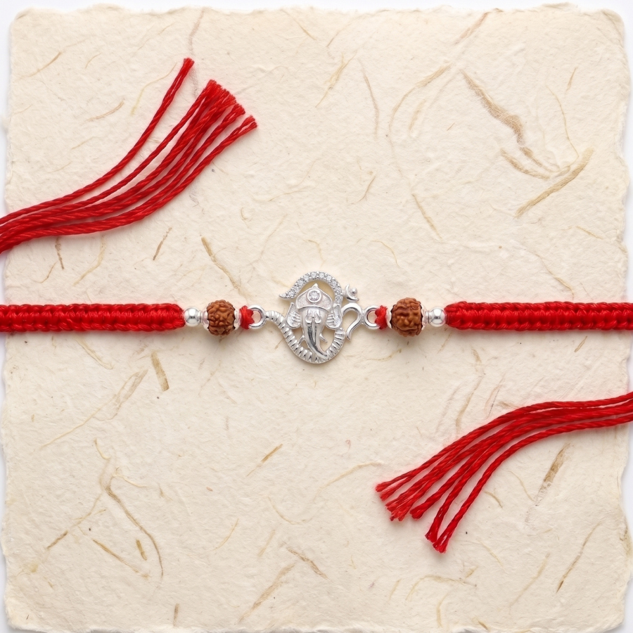 925 Silver Ganesha Rudraksha Rakhi