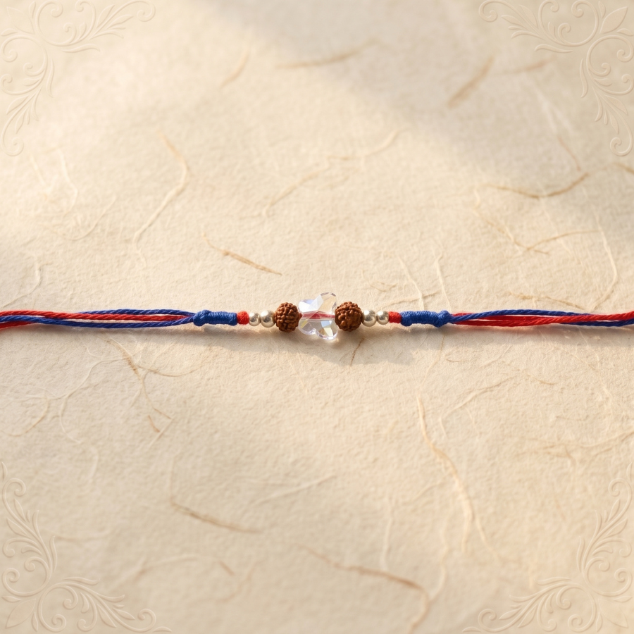 Silver Crystal Rudraksha Rakhi