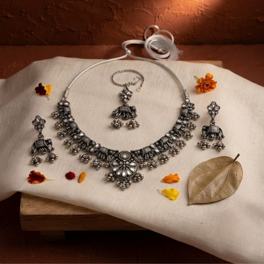 Gajraaj Ghughri Oxidised Jewellery Set