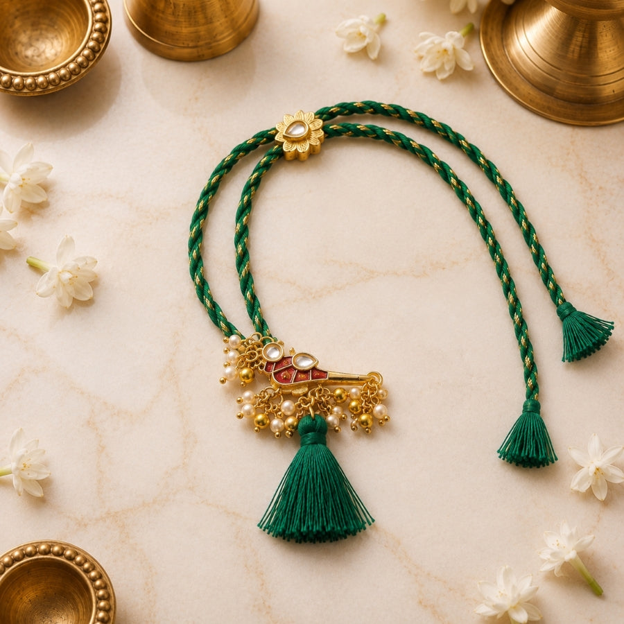 Flute Pearl Tassel Designer Lumba Rakhi
