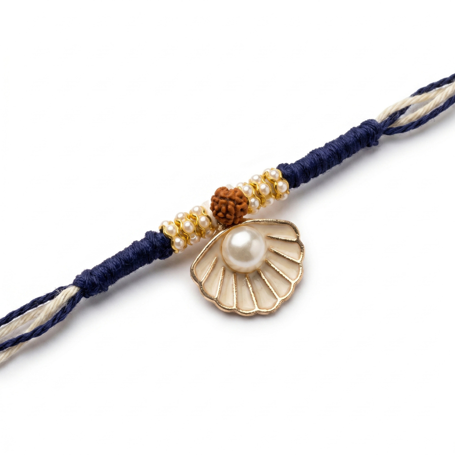 Pearl Seashell Rudraksha Rakhi
