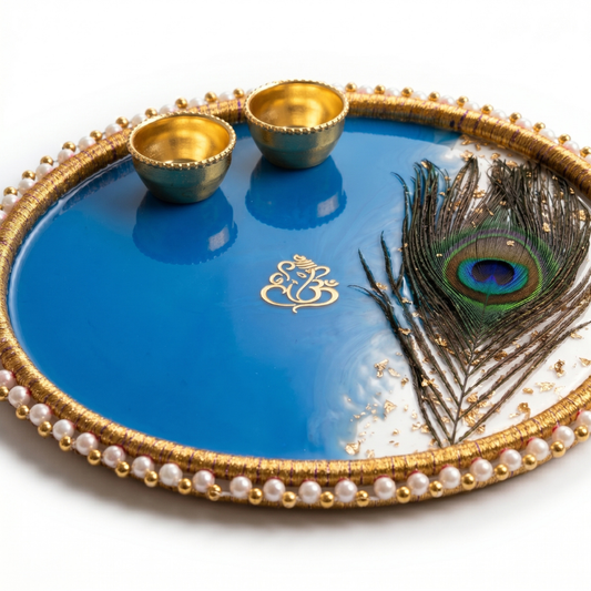 Royal Peacock Resin Pooja Thali