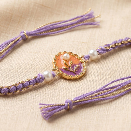 Lavender Floral Pearl Rakhi