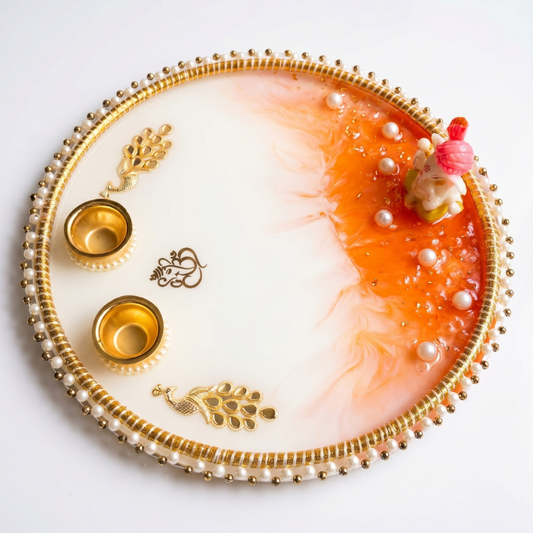 Sunset Ganesha Resin Pooja Thali