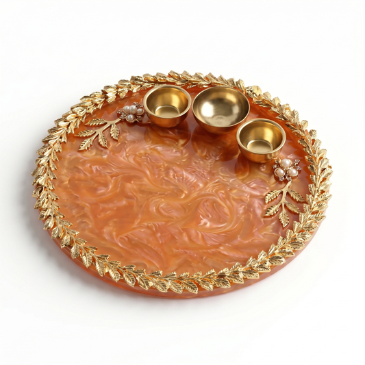 Amber Marble Resin Thali
