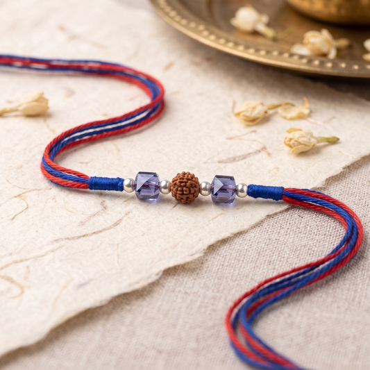 925 Silver Rudraksha Crystal Rakhi